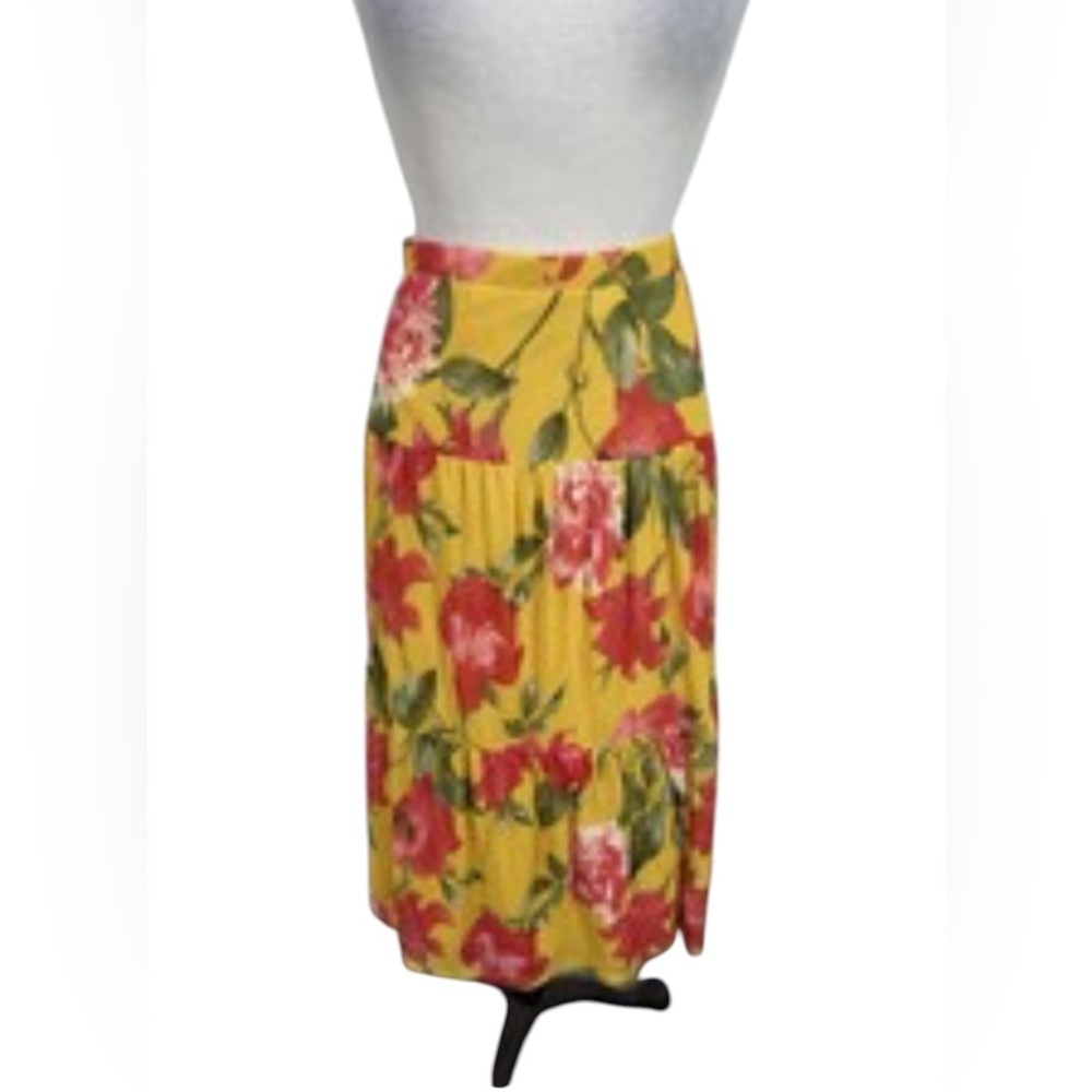 NWT Nina Leonard Yellow Floral Skirt 1X